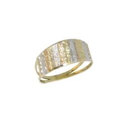 Anel Cerca Tricolor Diamantado em Ouro Amarelo 18 Kilates - 25097